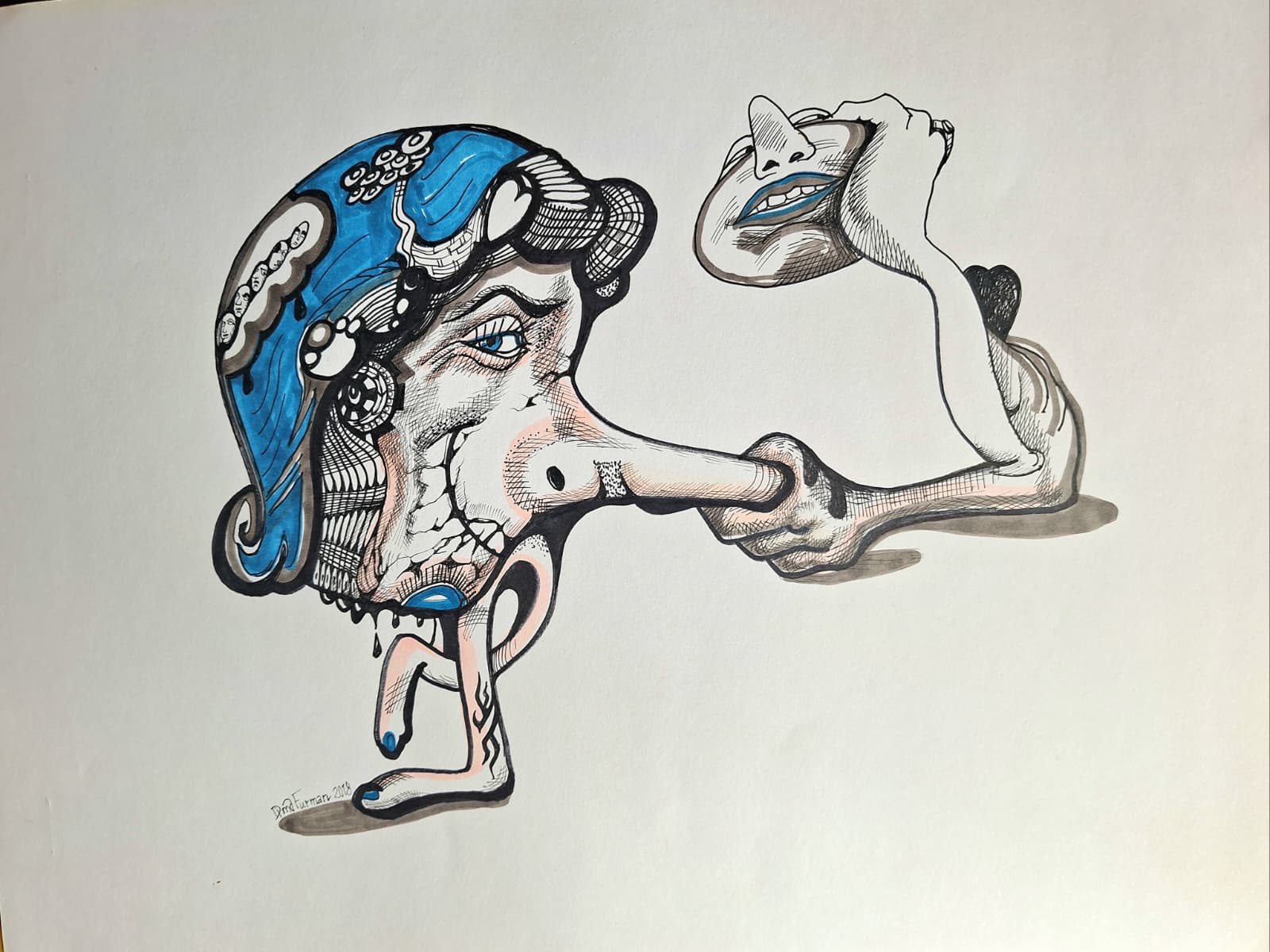 Kugelschreiber, Stift auf Karton 2018 von Dima