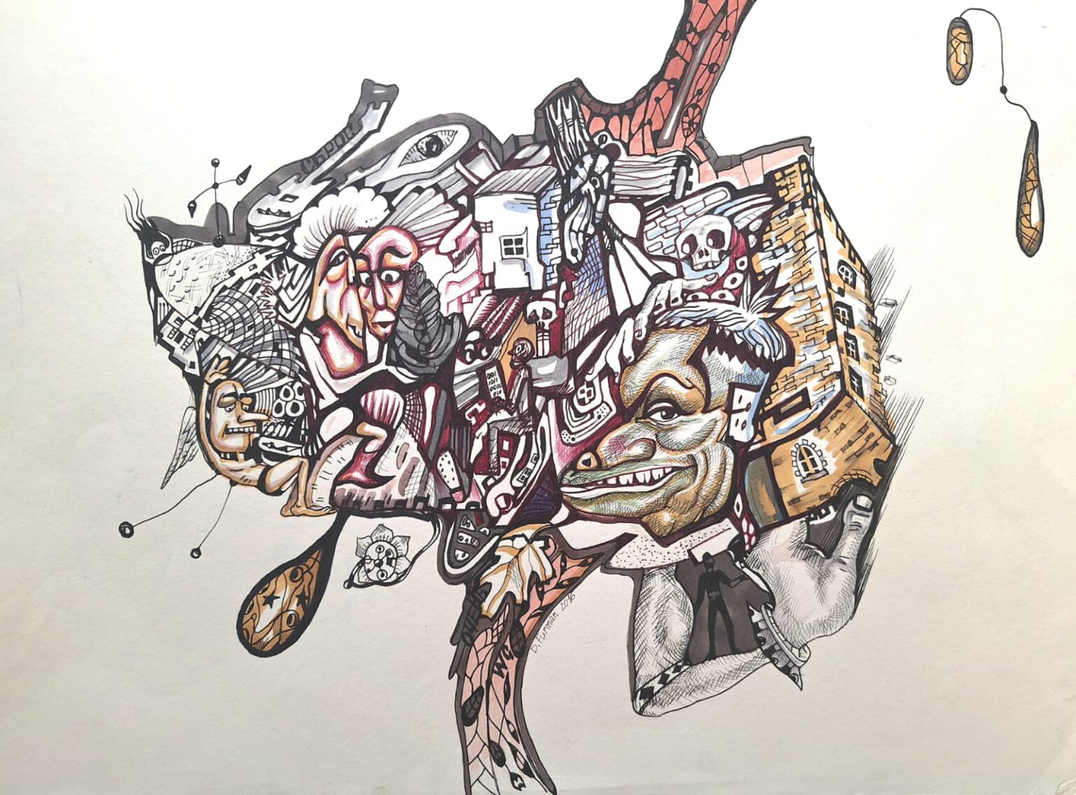 "WG", Kugelschreiber, Stift auf Karton 2016 von Dima